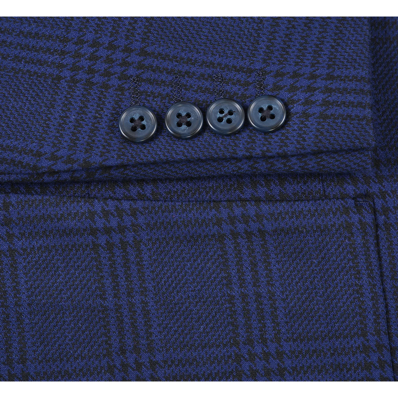 Royal Blue Plaid Slim Fit Stretch Blazer