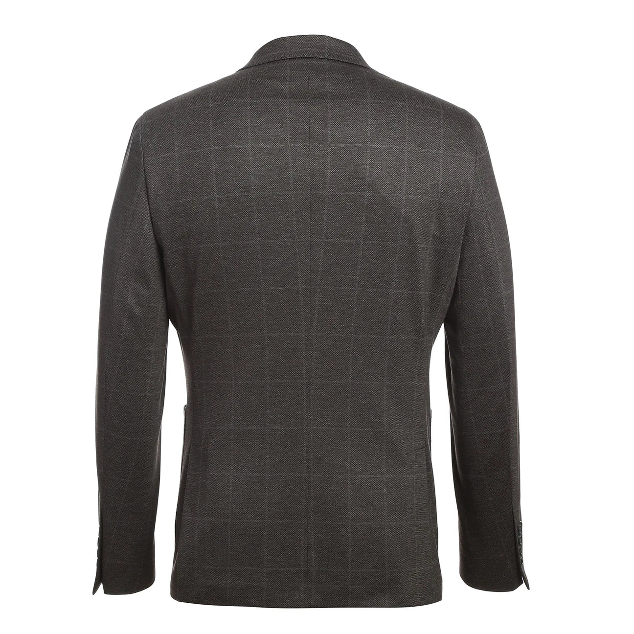Dark Brown Plaid Slim Fit Stretch Blazer