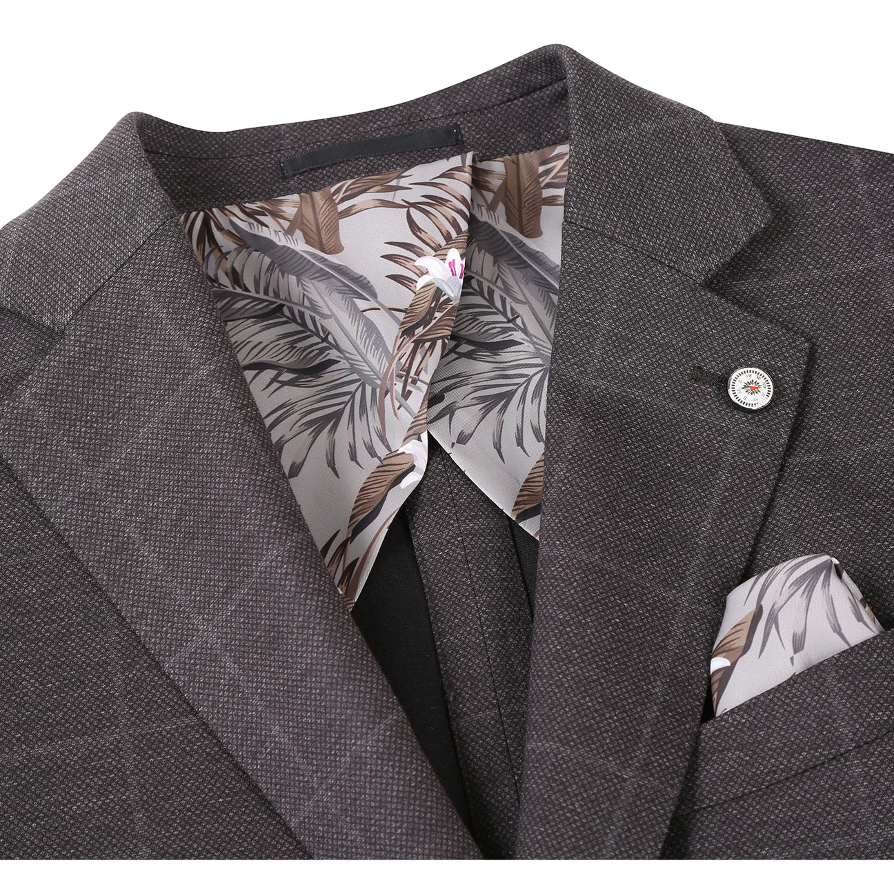 Dark Brown Plaid Slim Fit Stretch Blazer