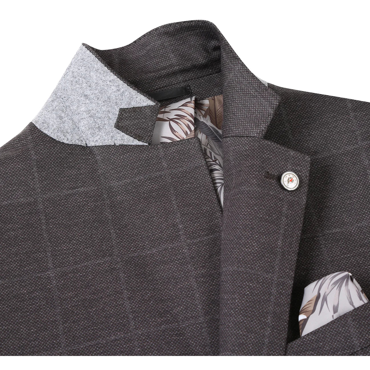 Dark Brown Plaid Slim Fit Stretch Blazer
