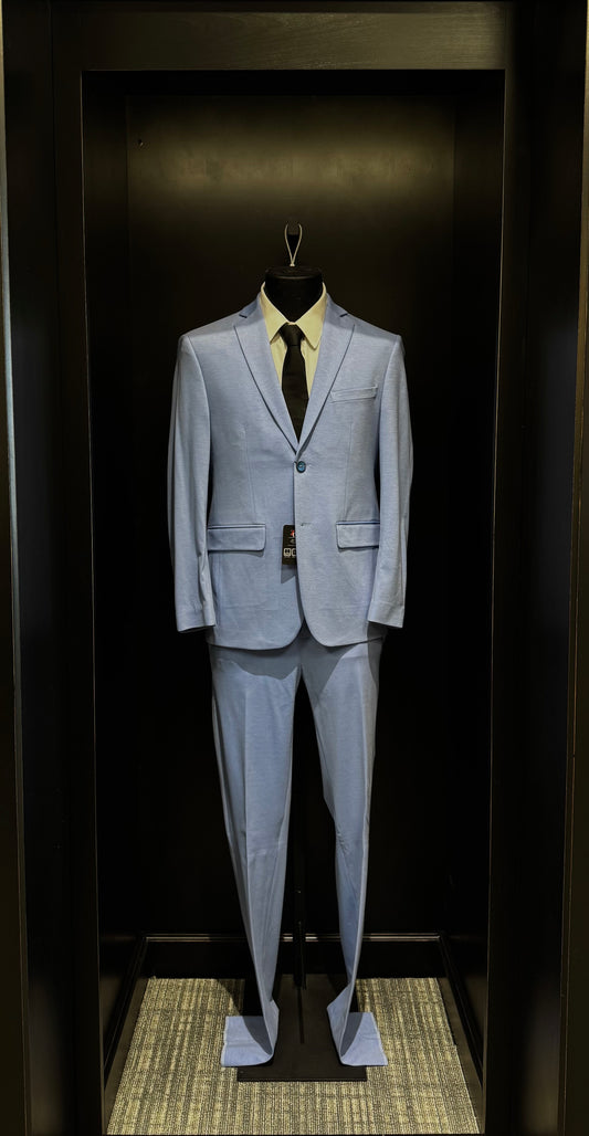 Light Blue Slim Fit Stretch Blazer
