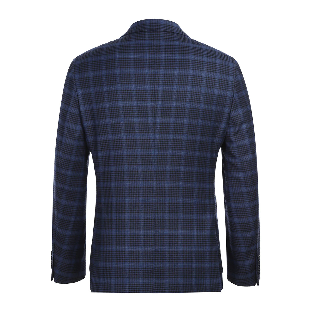 Royal Blue Plaid Slim Fit Semi-Stretch Blazer