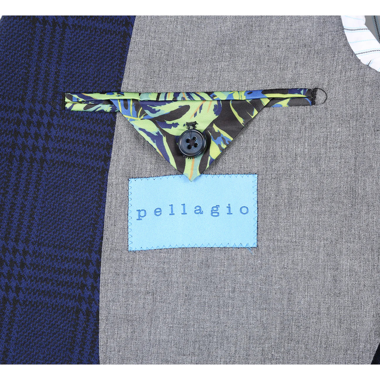 Royal Blue Plaid Slim Fit Stretch Blazer