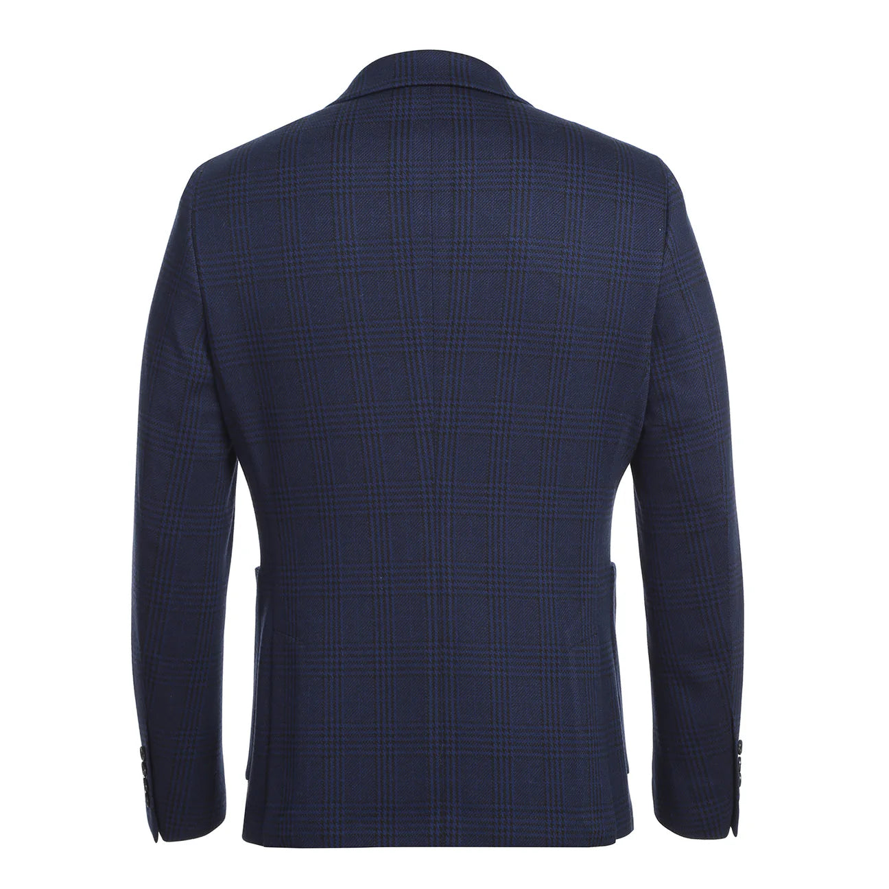 Royal Blue Plaid Slim Fit Stretch Blazer