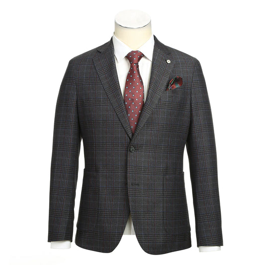 Green Plaid Slim Fit Semi-Stretch Blazer