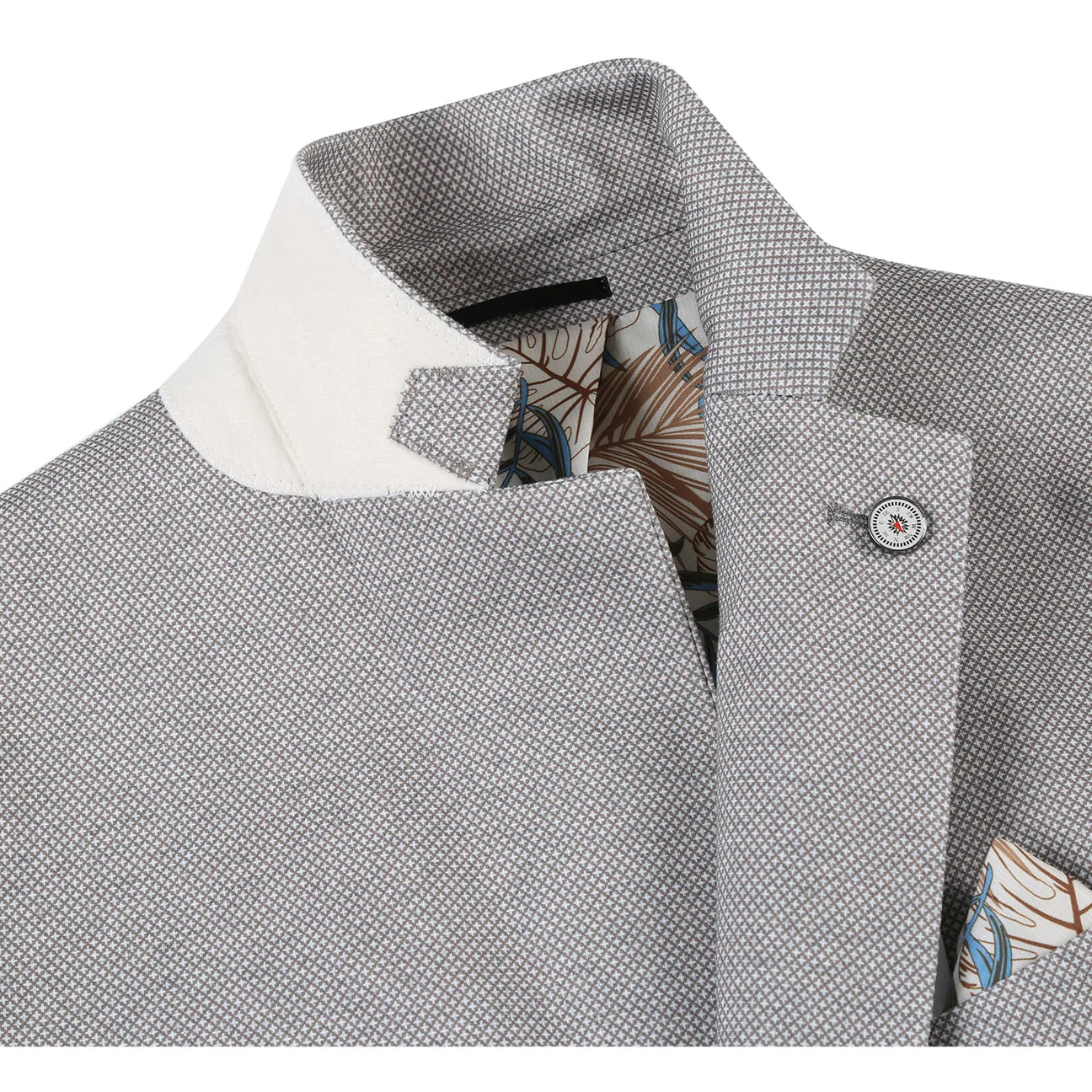Light Grey Geometric Slim Fit Stretch Blazer