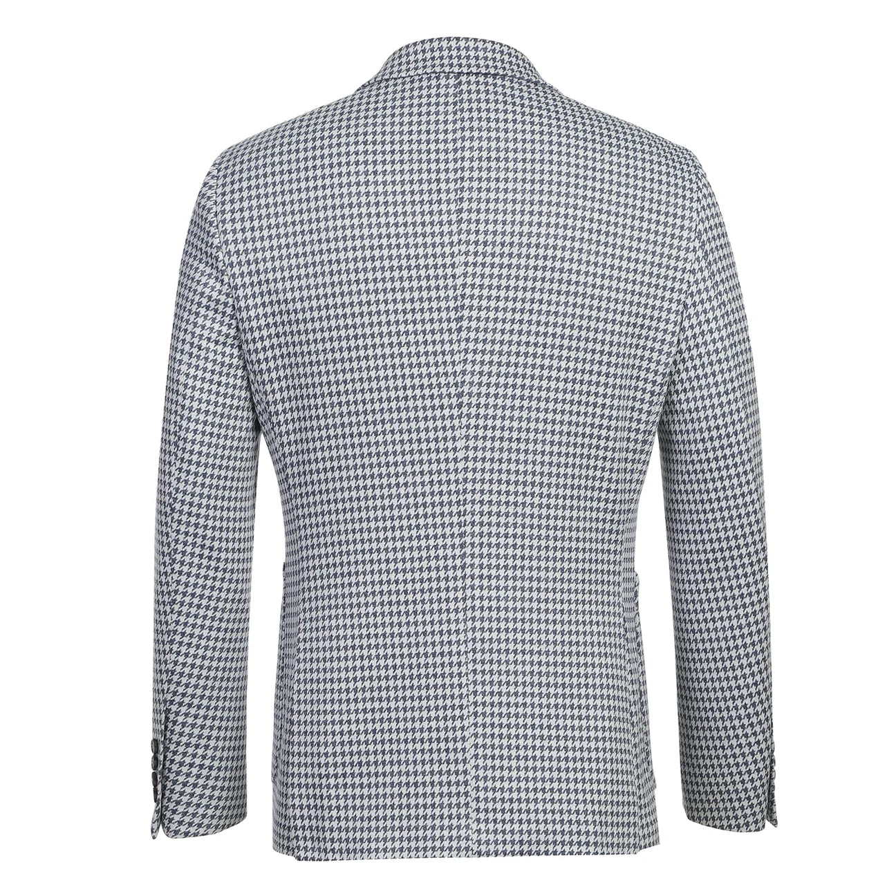 Blue Houndstooth Slim Fit Stretch Blazer