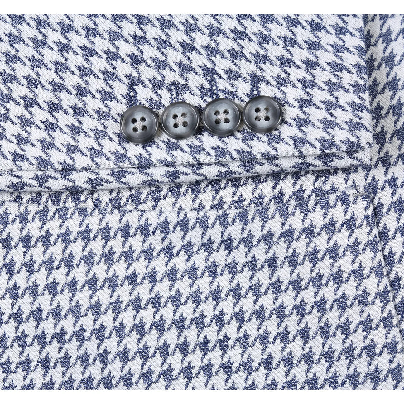 Blue Houndstooth Slim Fit Stretch Blazer