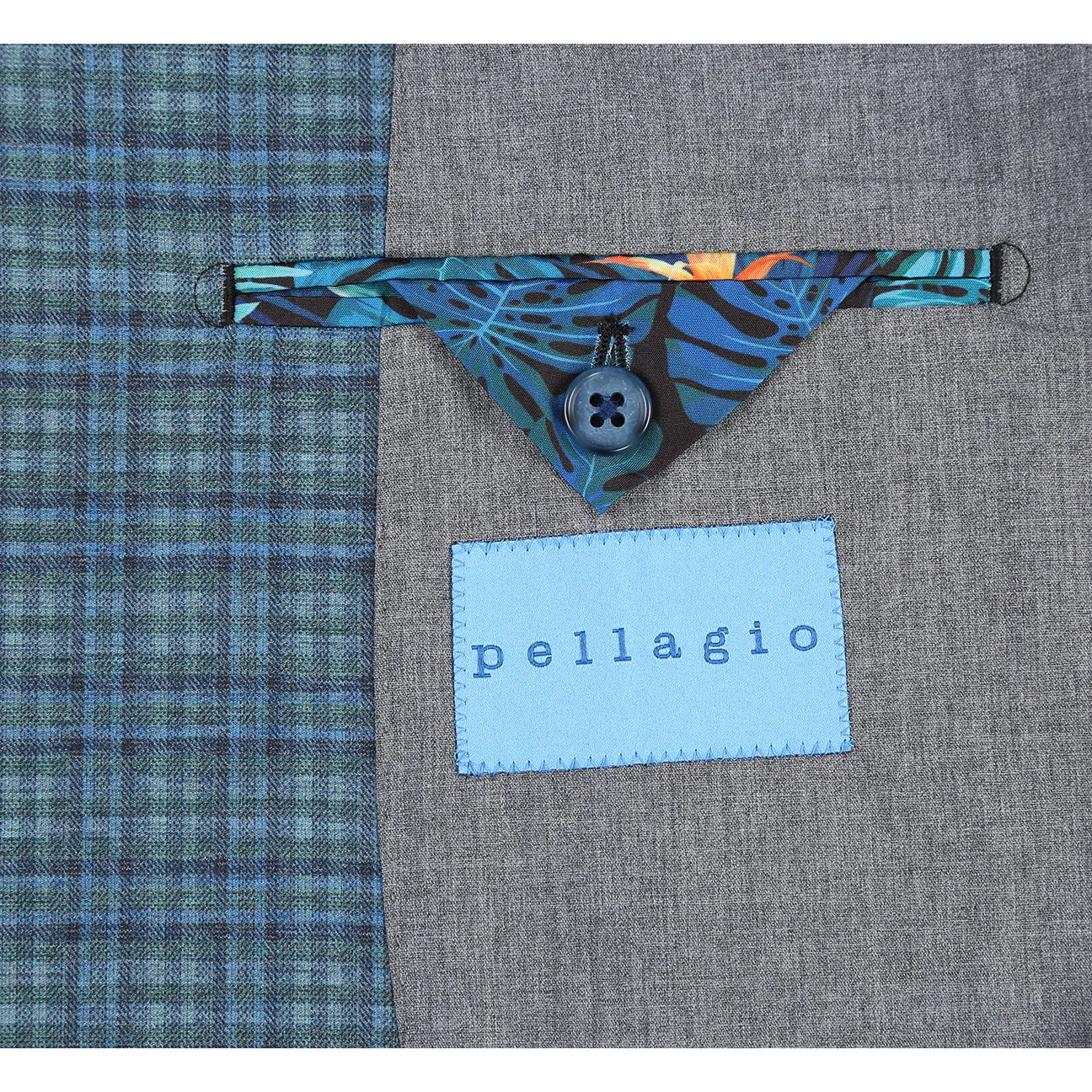 Green Plaid Slim Fit Stretch Blazer