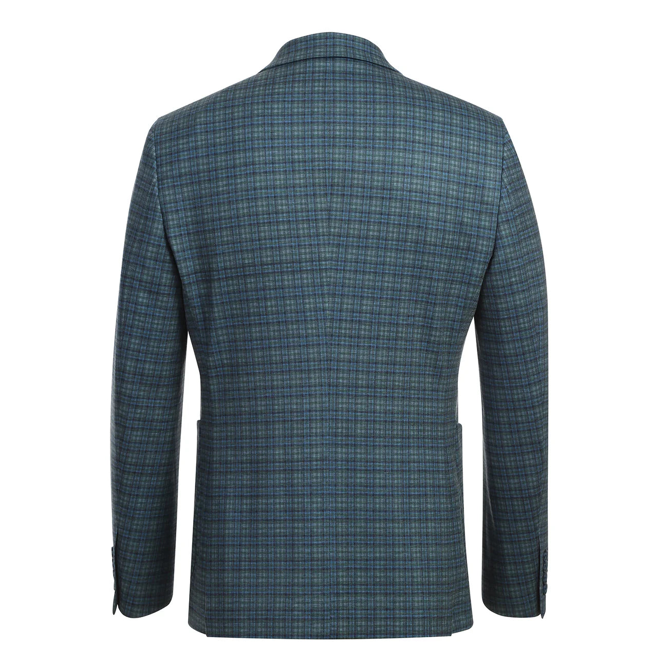 Green Plaid Slim Fit Stretch Blazer