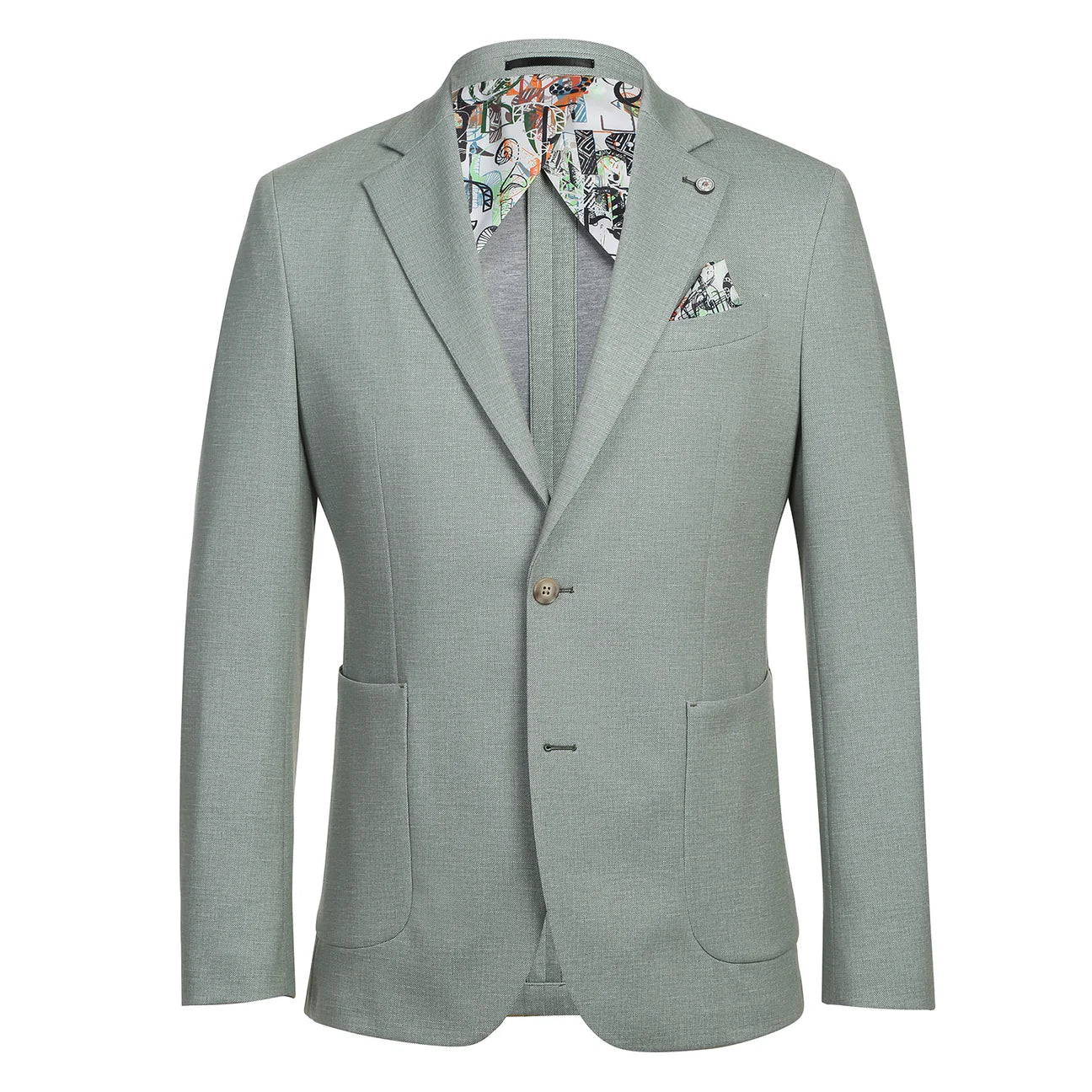 Light Green Slim Fit Stretch Blazer