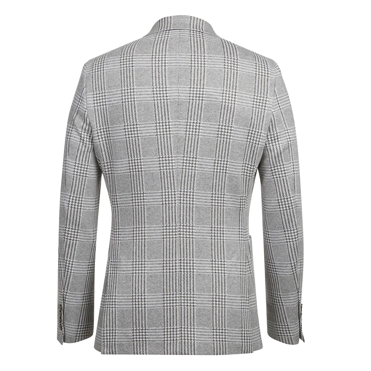 Gray Checked Slim Fit Stretch Blazer