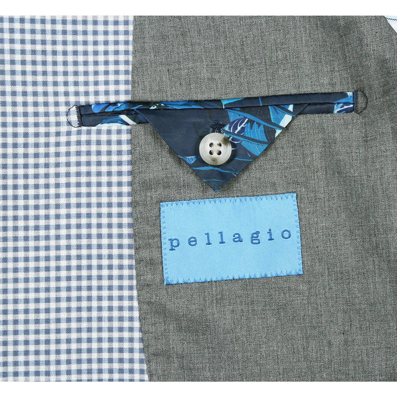 Blue White Plaid Slim Flit Stretch Blazer
